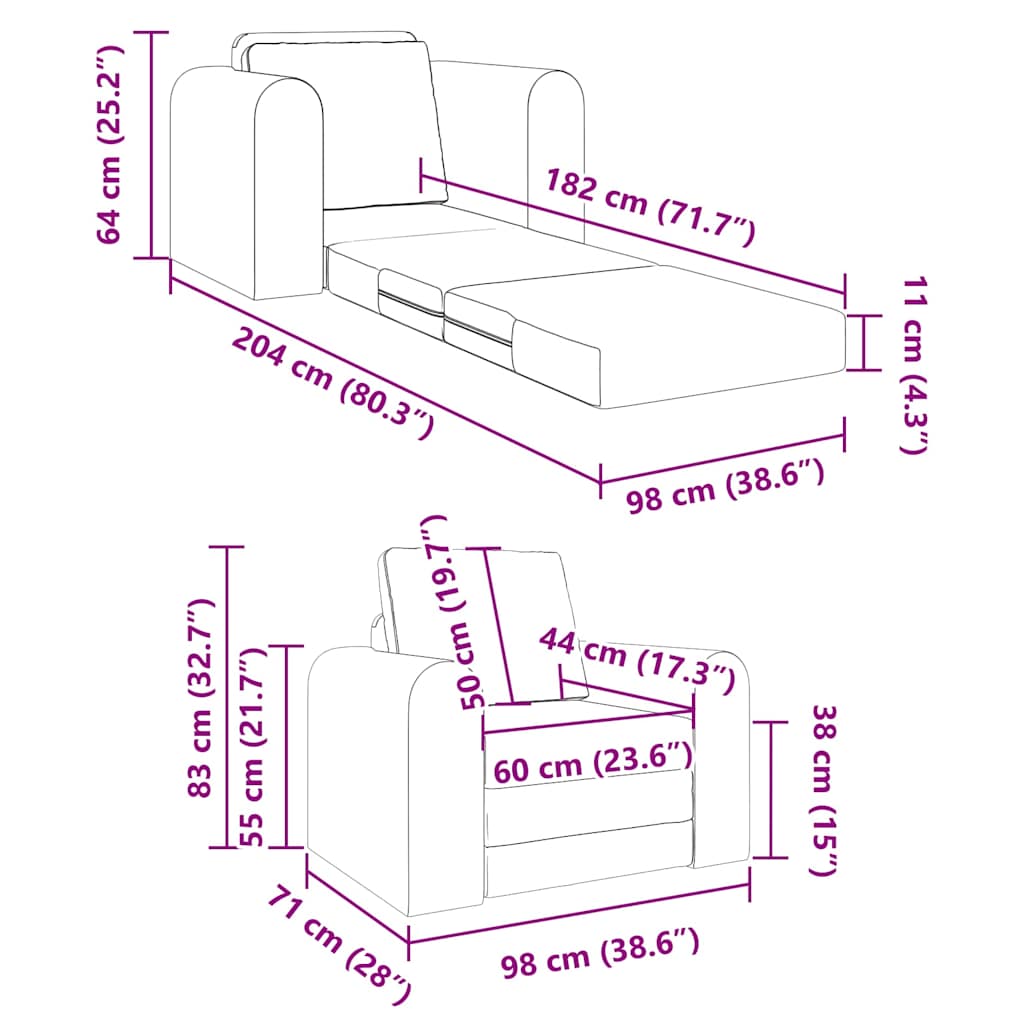 vidaXL Sofa Bed Blue 98 x 71 x 83 cm Velvet