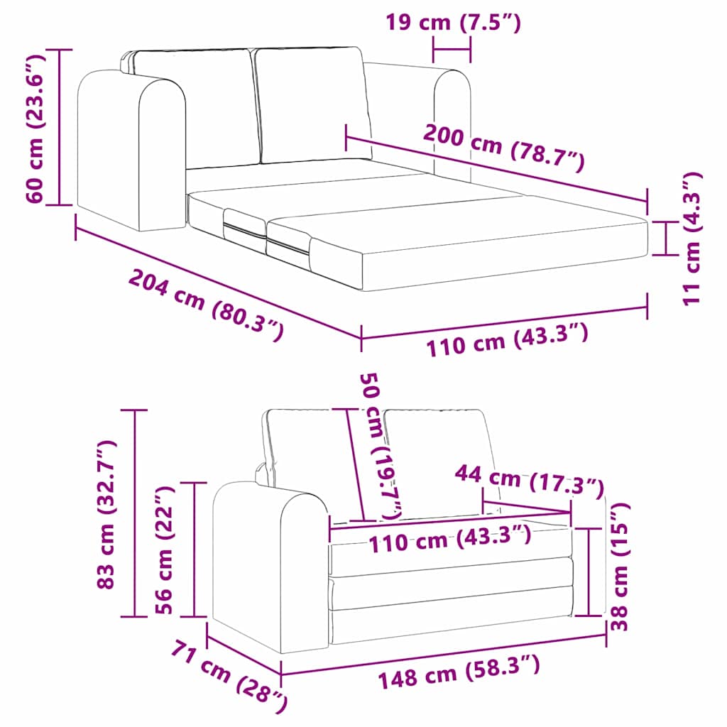 vidaXL Sofa Bed Blue 98 x 71 x 83 cm Velvet