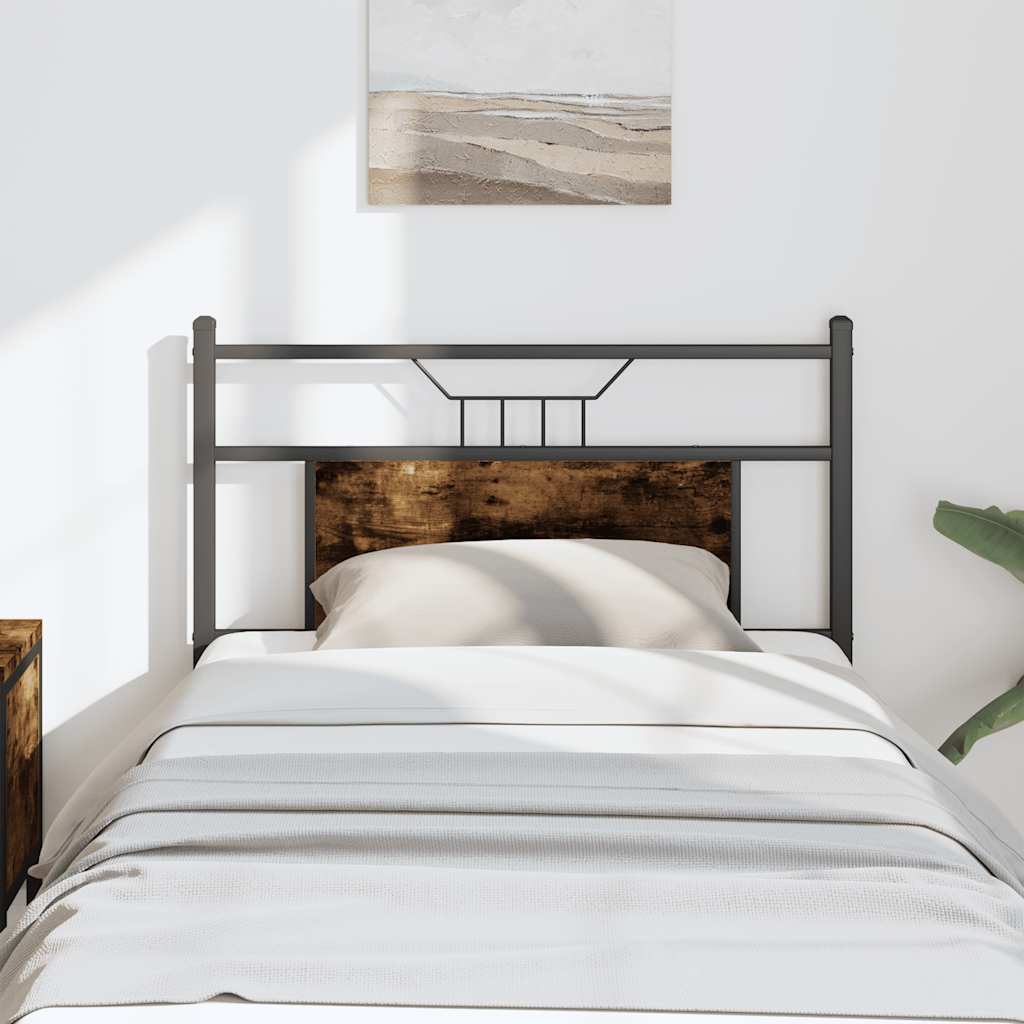 vidaXL Vervangend hoofdbord 75 cm bewerkt hout en staal gerookt eikenkleurig
