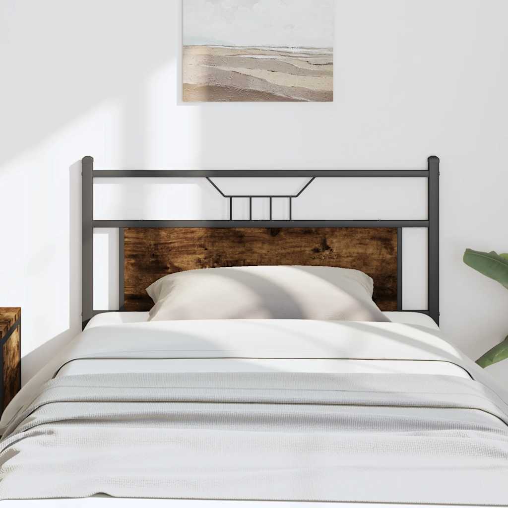 vidaXL Vervangend hoofdbord 75 cm bewerkt hout en staal gerookt eikenkleurig