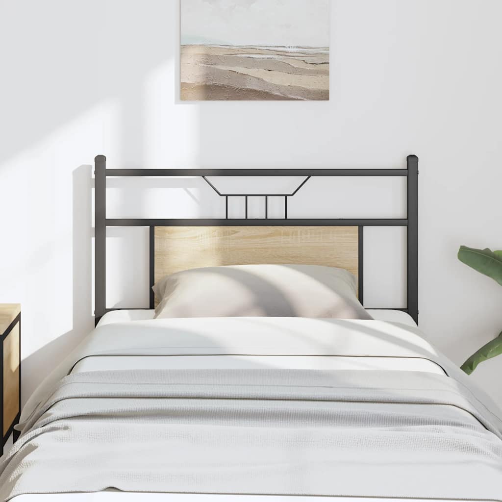vidaXL Vervangend hoofdbord 75 cm bewerkt hout en staal gerookt eikenkleurig
