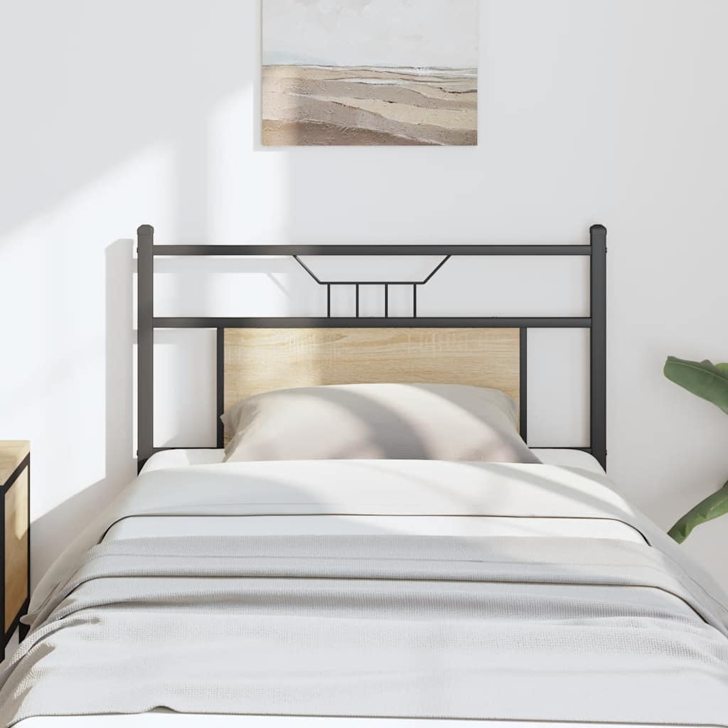vidaXL Vervangend hoofdbord 75 cm bewerkt hout en staal gerookt eikenkleurig