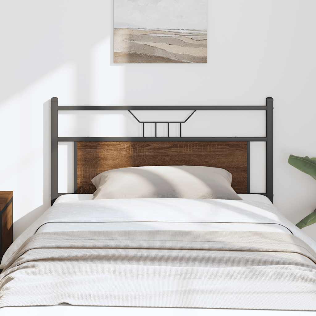 vidaXL Vervangend hoofdbord 75 cm bewerkt hout en staal gerookt eikenkleurig