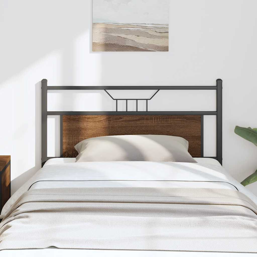 vidaXL Vervangend hoofdbord 75 cm bewerkt hout en staal gerookt eikenkleurig
