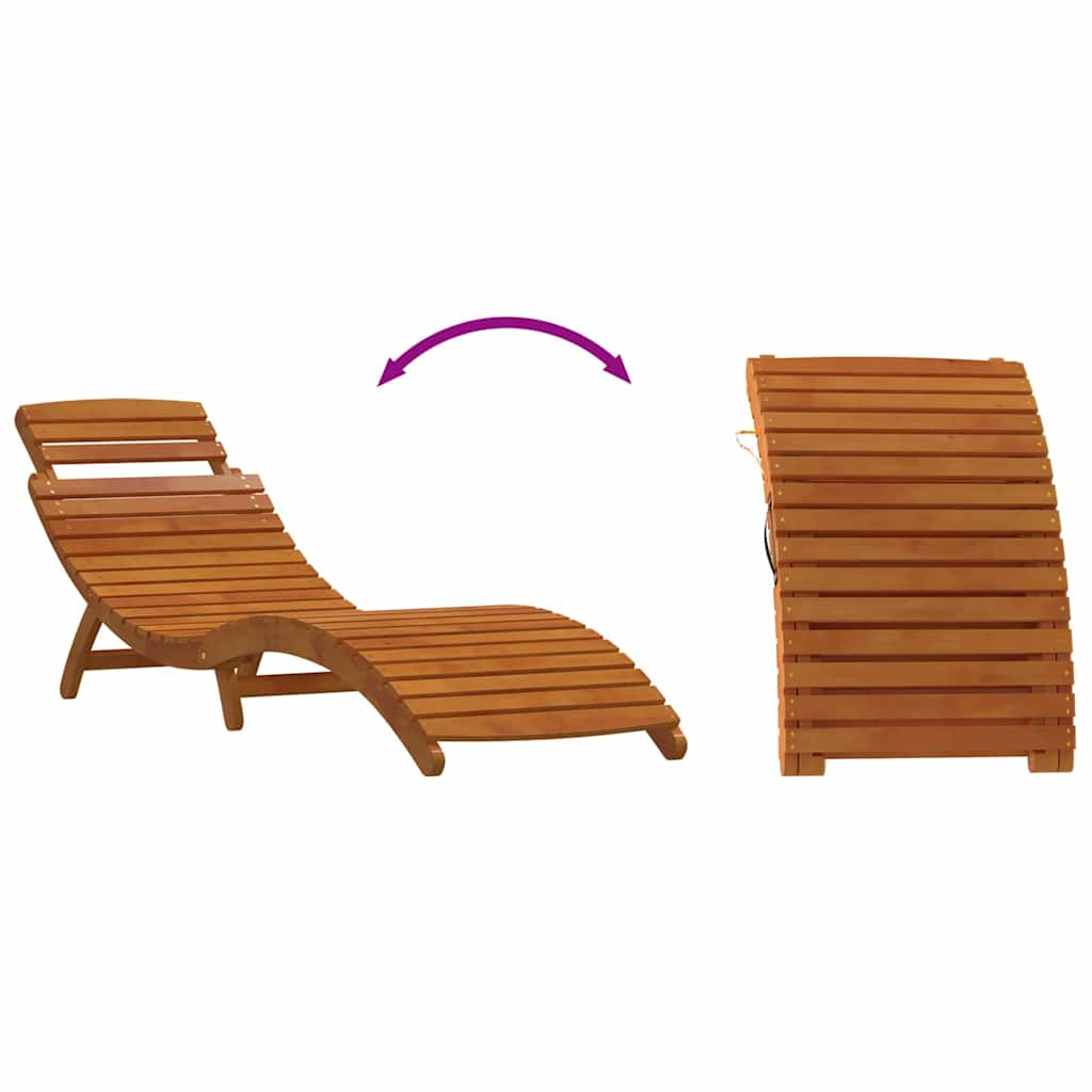 vidaXL Sun Lounger with Cushion Solid Acacia Wood Beige