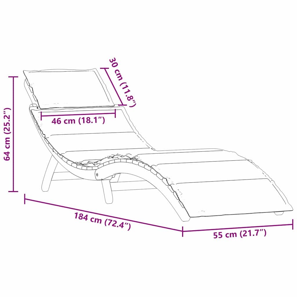 vidaXL Sun Lounger with Cushion Solid Acacia Wood Beige