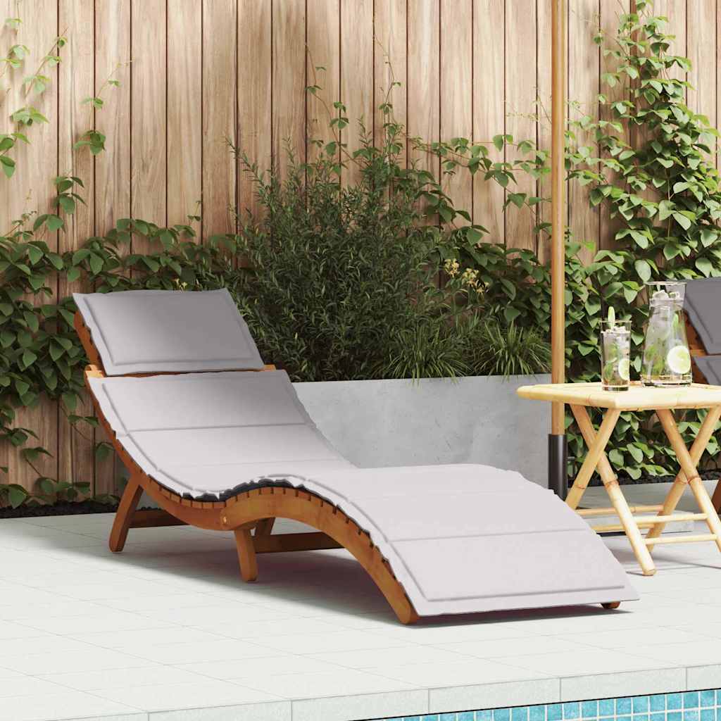 vidaXL Sun Lounger with Cushion Solid Acacia Wood Beige