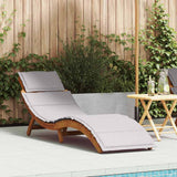 vidaXL Sun Lounger with Cushion Solid Acacia Wood Beige