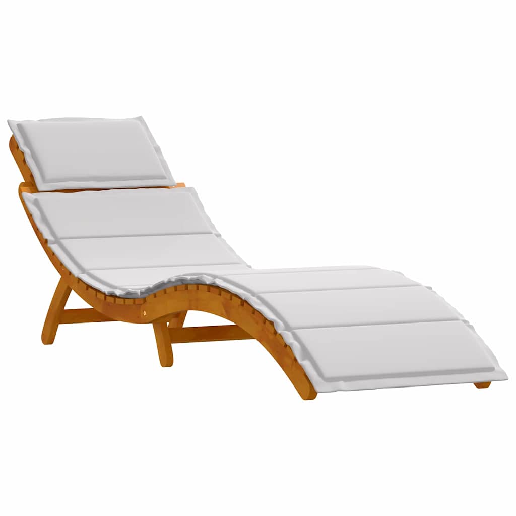 vidaXL Sun Lounger with Cushion Solid Acacia Wood Beige