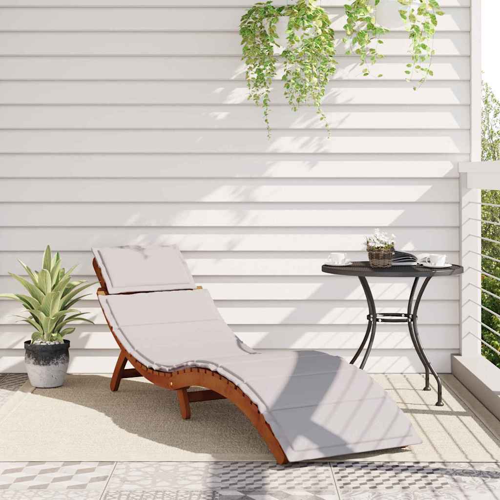 vidaXL Sun Lounger with Cushion Solid Acacia Wood Beige