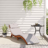 vidaXL Sun Lounger with Cushion Solid Acacia Wood Beige