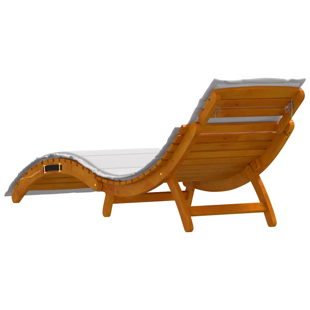 vidaXL Sun Lounger with Cushion Solid Acacia Wood Beige