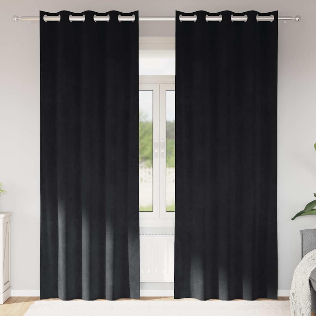 vidaXL Blackout Curtains 2 pcs Black 140 x 140 cm Velvet