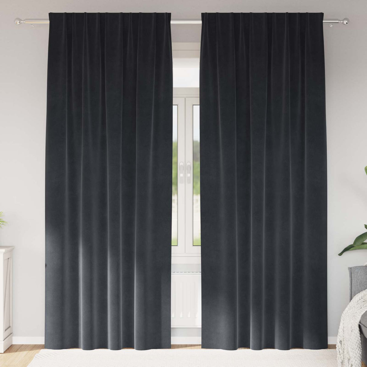 vidaXL Blackout Curtains 2 pcs Black 140 x 140 cm Velvet