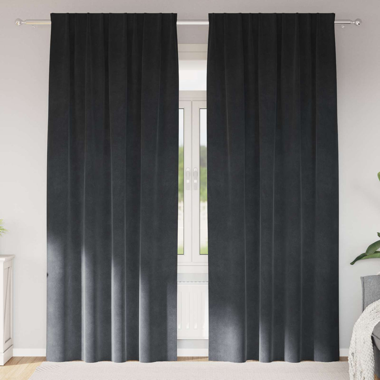 vidaXL Blackout Curtains 2 pcs Black 140 x 140 cm Velvet