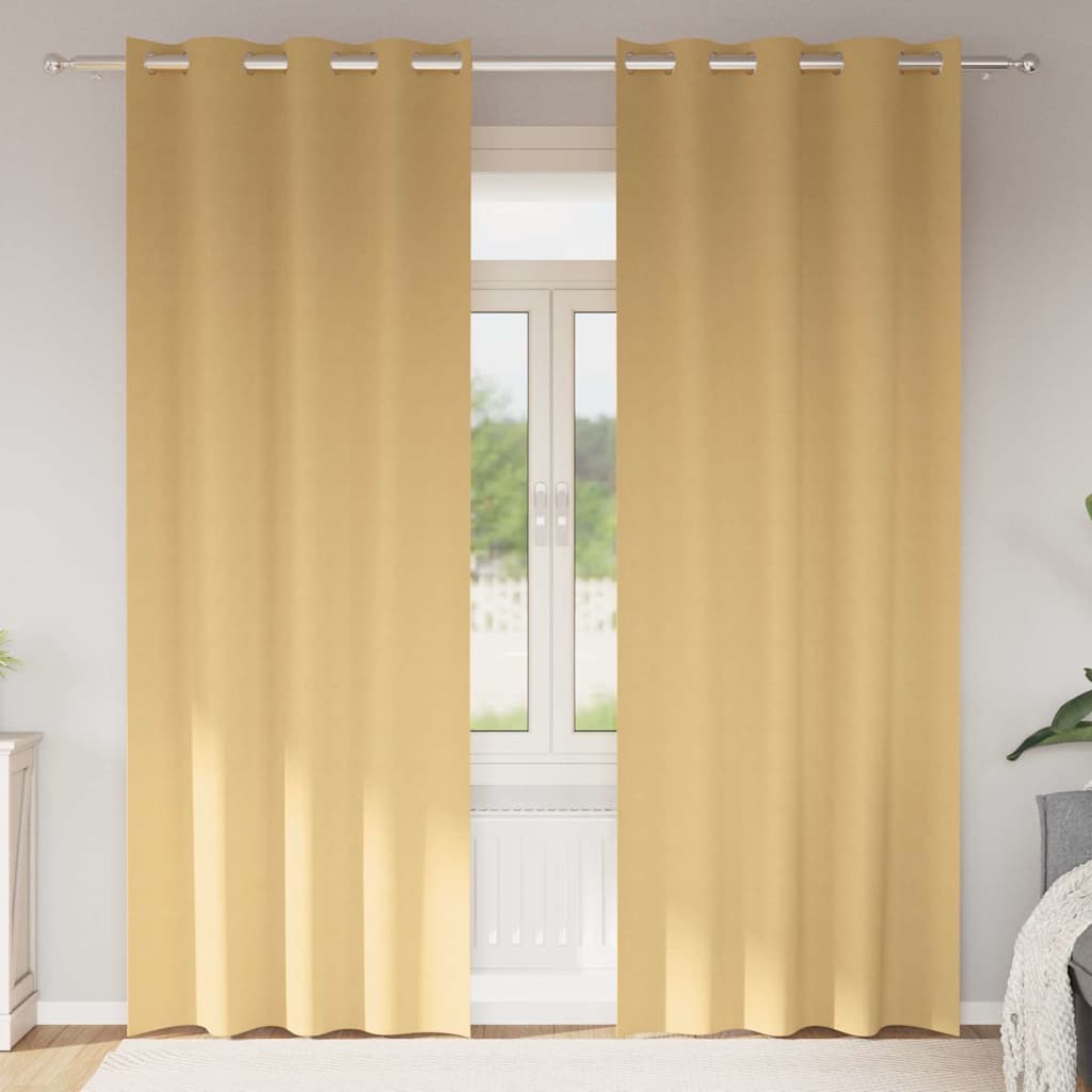 vidaXL Blackout Gordijnen met Ringen 2 pcs Beige 140 x 140 cm