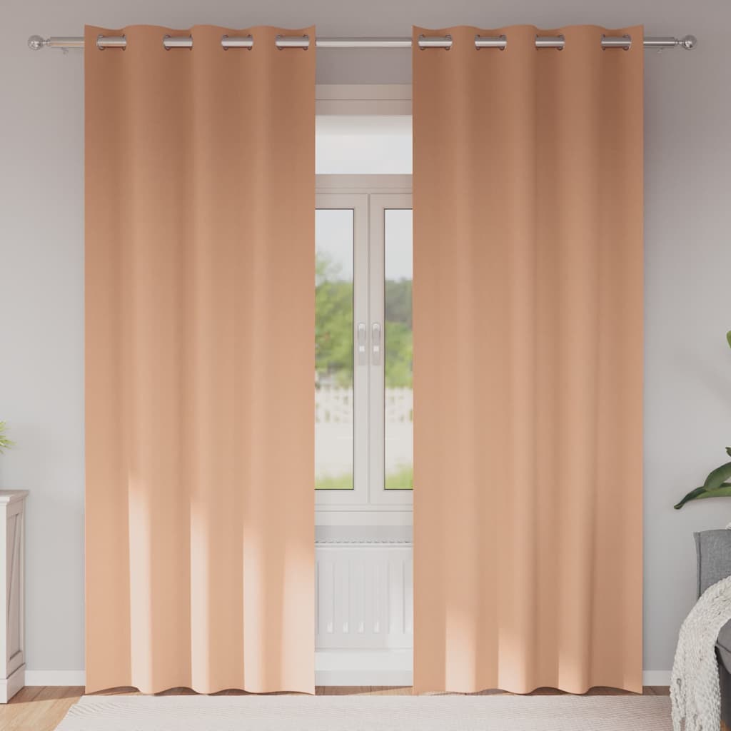 vidaXL Blackout Gordijnen met Ringen 2 pcs Beige 140 x 140 cm