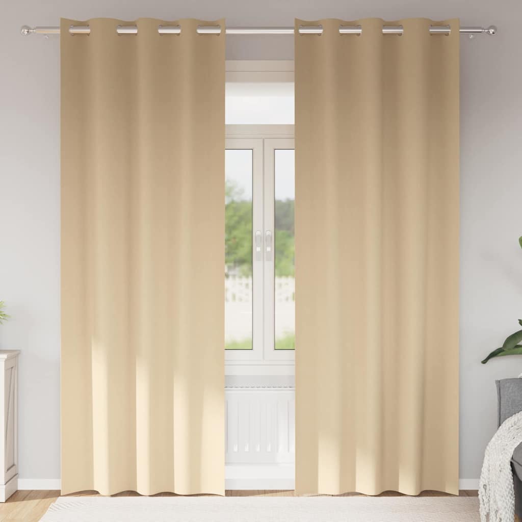 vidaXL Blackout Gordijnen met Ringen 2 pcs Beige 140 x 140 cm