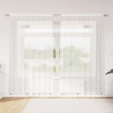 vidaXL Lace Curtain with Drapes Floral White 80 x 150 cm Polyester