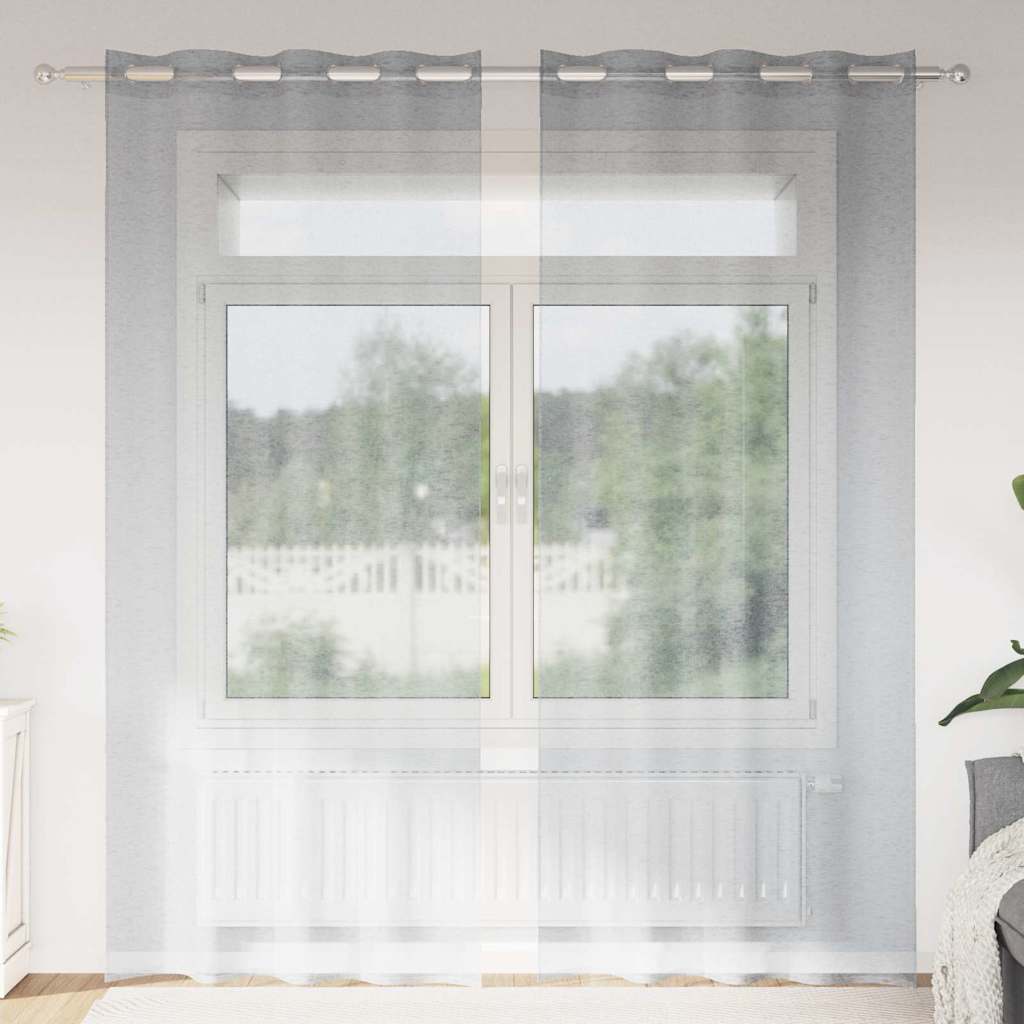 vidaXL Voile Gordijn met gordijnen 2 pcs Wit 140 x 140 cm Polyester