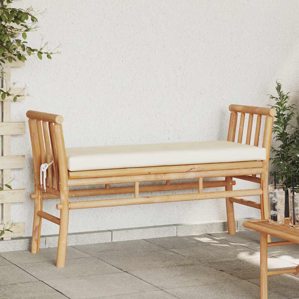 vidaXL Tuinbank met kussen Bruin 110 x 38 x 65cm Bamboe