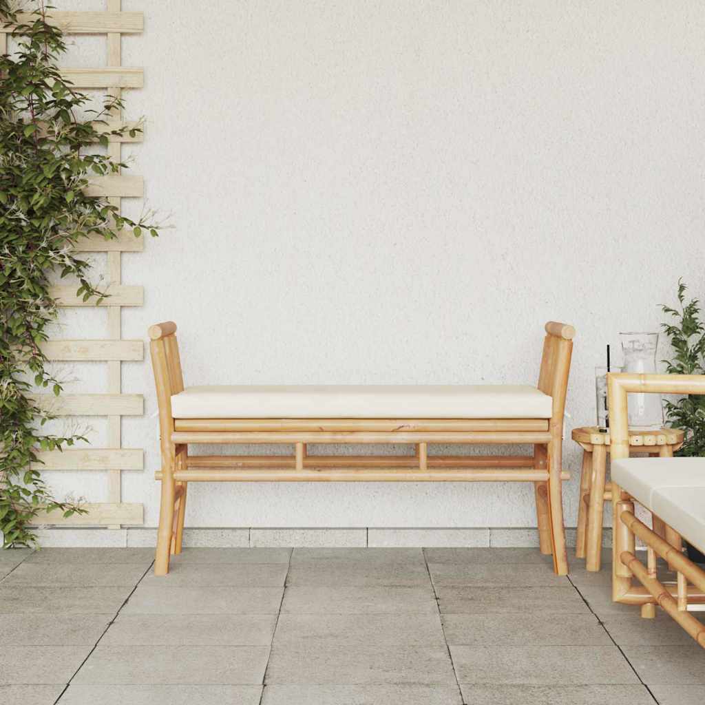 vidaXL Tuinbank met kussen Bruin 110 x 38 x 65cm Bamboe