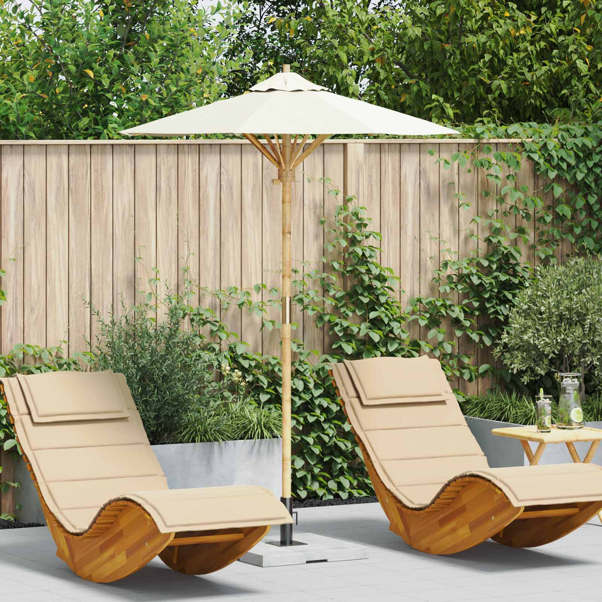 vidaXL Tuinparasol Crème Wit Ø 270 x 260 cm Bamboe