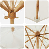 vidaXL Tuinparasol Crème Wit Ø 270 x 260 cm Bamboe