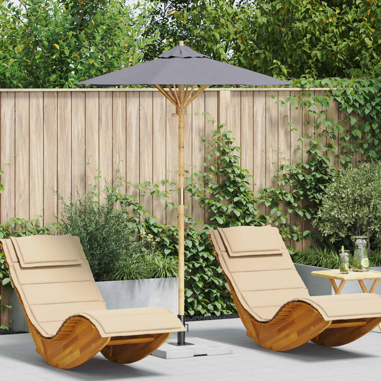vidaXL Tuinparasol Crème Wit Ø 270 x 260 cm Bamboe