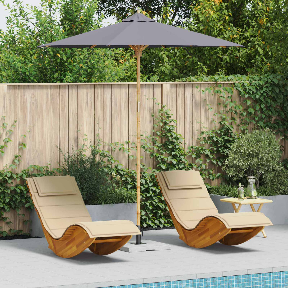 vidaXL Tuinparasol Crème Wit Ø 270 x 260 cm Bamboe