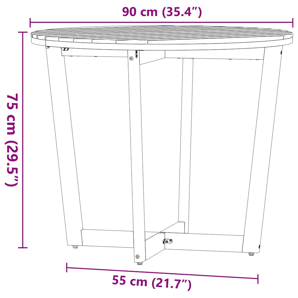 vidaXL Tuinbijzettafel rond Ø70x75 cm massief acaciahout