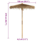 vidaXL Paraplu Tiki met klamboe 150 cm bamboe