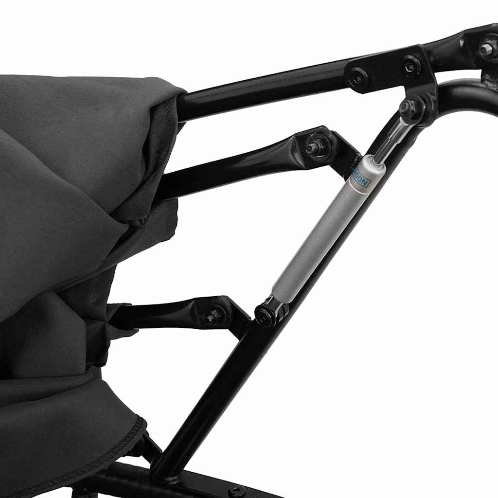 vidaXL Loungebed met luifel en kussens poly rattan zwart