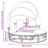 vidaXL Loungebed met luifel en kussens poly rattan zwart