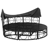 vidaXL Loungebed met luifel en kussens poly rattan zwart