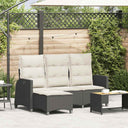 vidaXL Adjustable Garden Sofa with Cushions L-shaped Poly Rattan Black