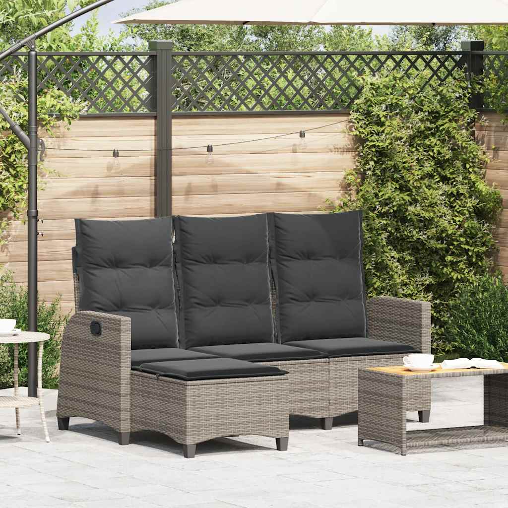 vidaXL Adjustable Garden Sofa with Cushions L-shaped Poly Rattan Black