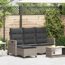 vidaXL Adjustable Garden Sofa with Cushions L-shaped Poly Rattan Black