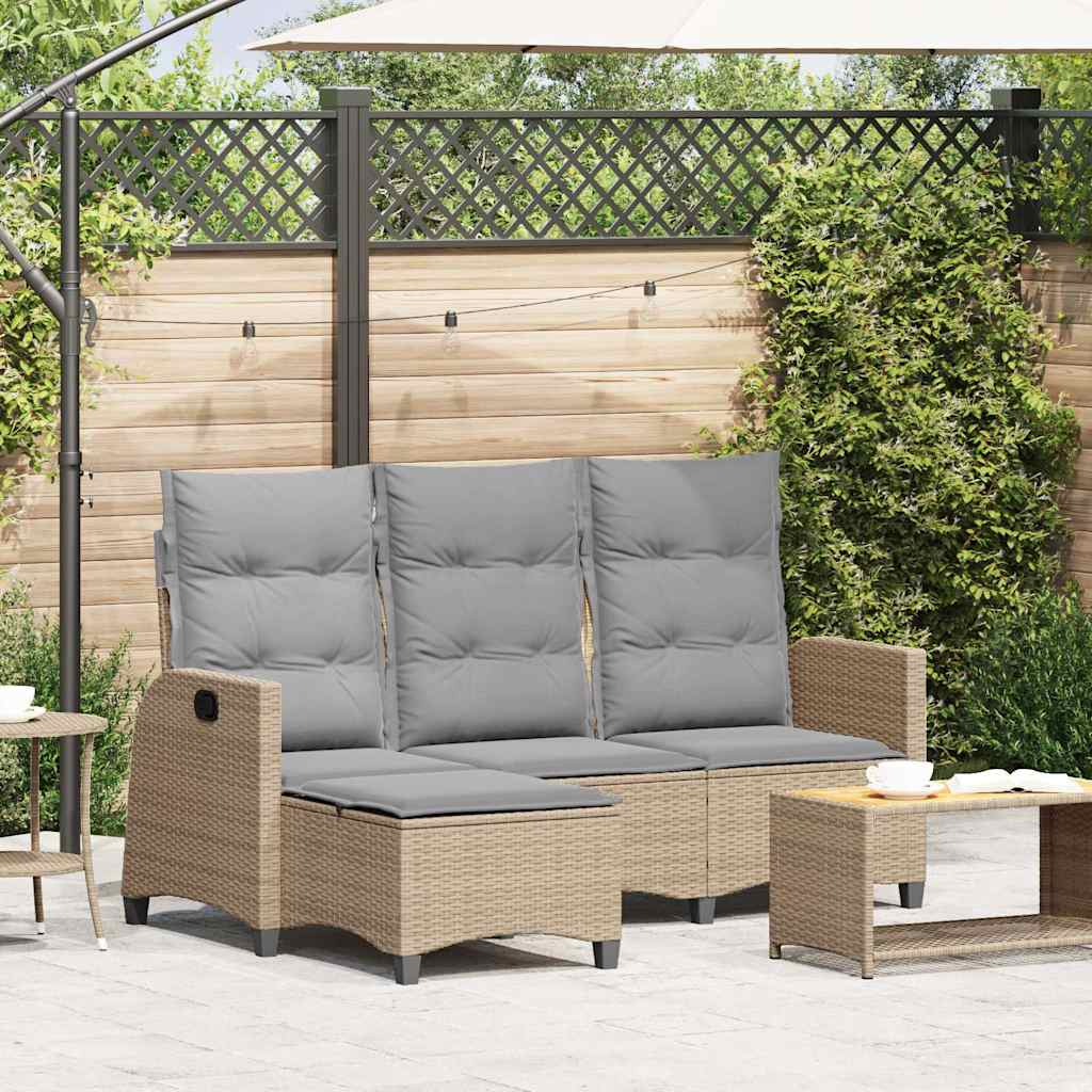 vidaXL Adjustable Garden Sofa with Cushions L-shaped Poly Rattan Black