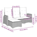 vidaXL Adjustable Garden Sofa with Cushions L-shaped Poly Rattan Black