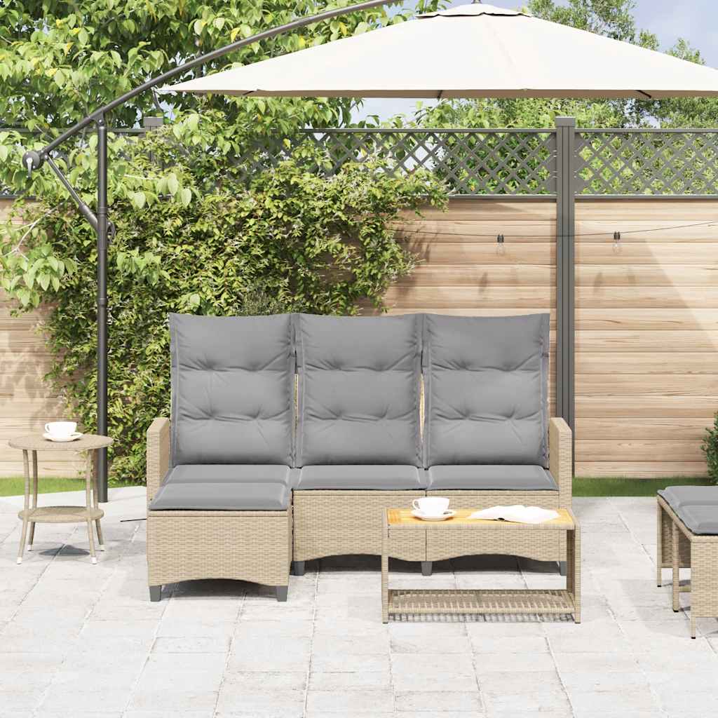 vidaXL Adjustable Garden Sofa with Cushions L-shaped Poly Rattan Black