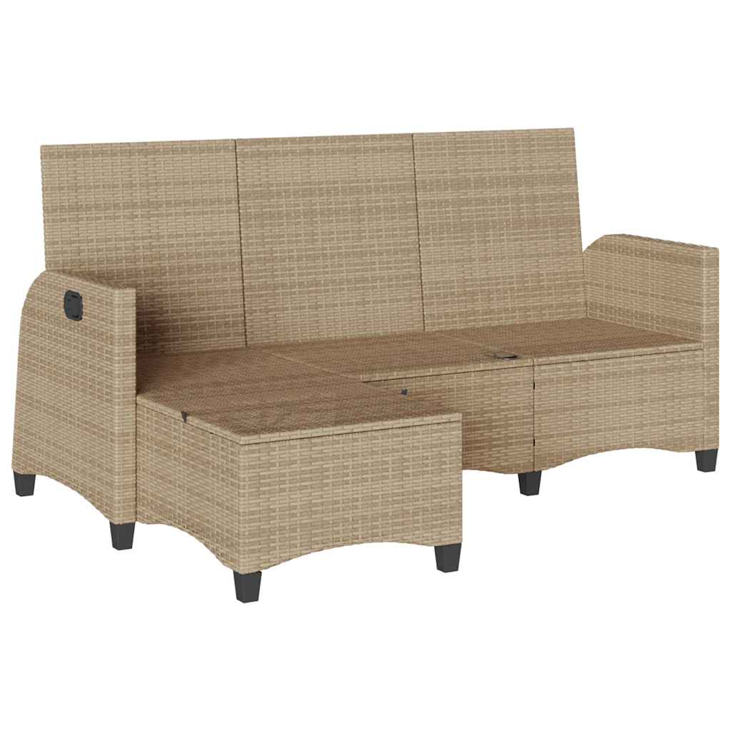 vidaXL Adjustable Garden Sofa with Cushions L-shaped Poly Rattan Black