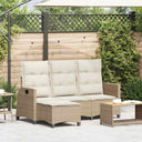vidaXL Adjustable Garden Sofa with Cushions L-shaped Poly Rattan Black