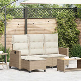 vidaXL Adjustable Garden Sofa with Cushions L-shaped Poly Rattan Black