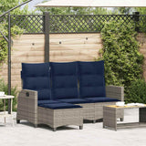 vidaXL Adjustable Garden Sofa with Cushions L-shaped Poly Rattan Black