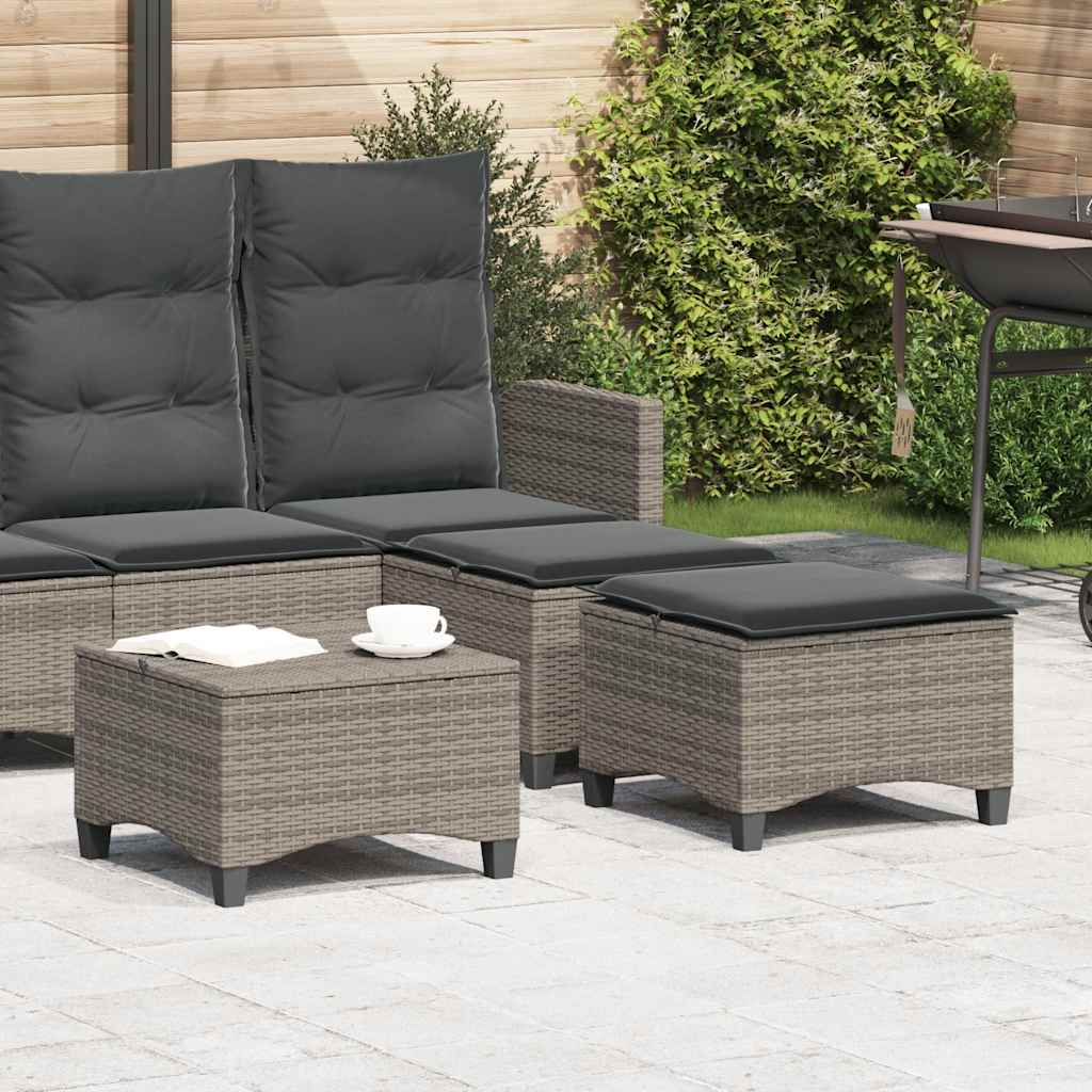 vidaXL Tuinkrukken met kussens 2 st 55x55x36 cm poly rattan zwart