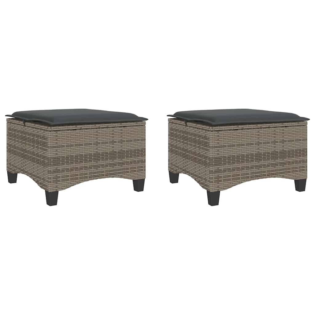 vidaXL Tuinkrukken met kussens 2 st 55x55x36 cm poly rattan zwart