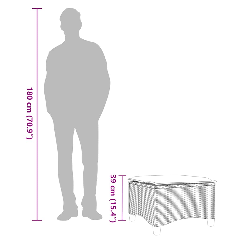 vidaXL Tuinkrukken met kussens 2 st 55x55x36 cm poly rattan zwart