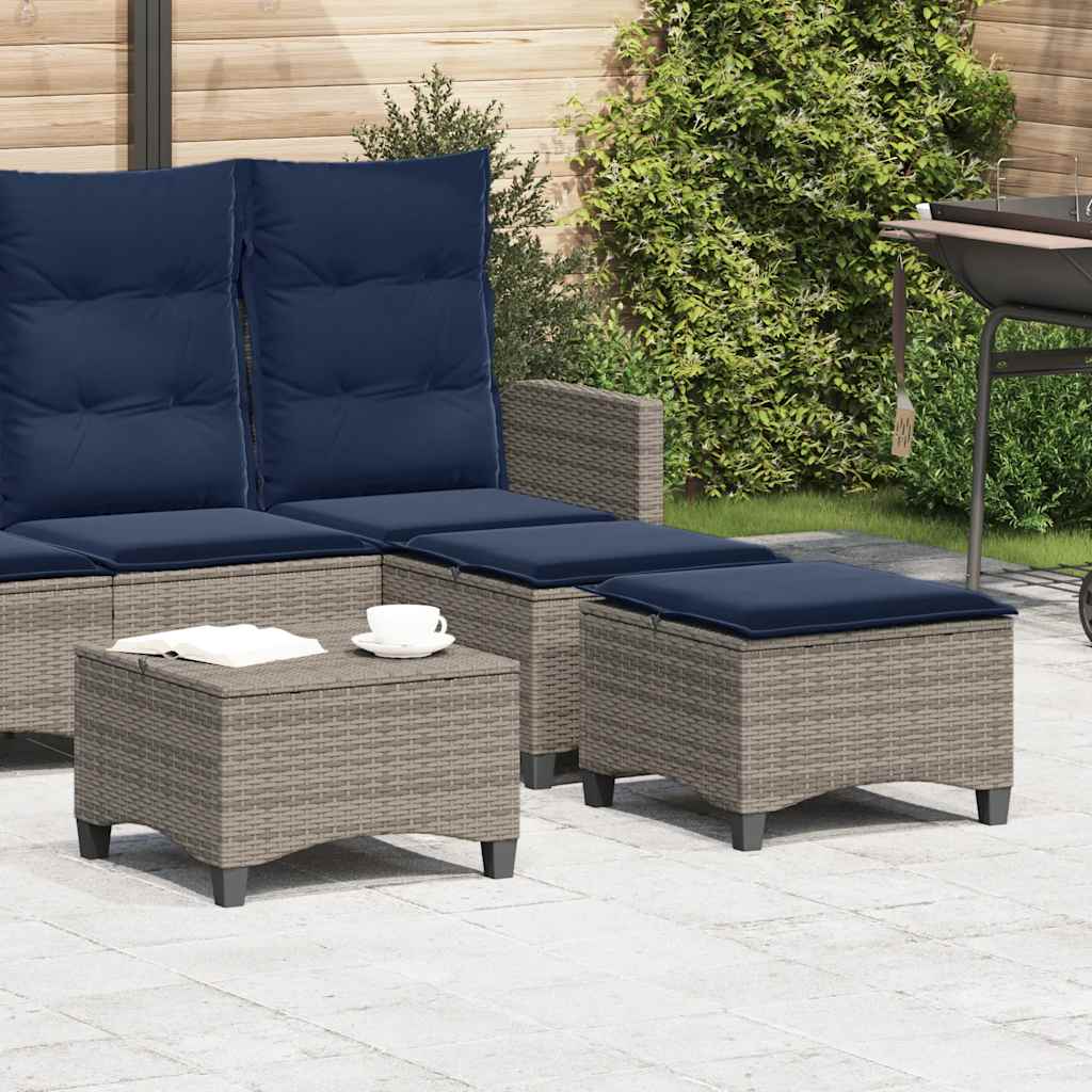 vidaXL Tuinkrukken met kussens 2 st 55x55x36 cm poly rattan zwart