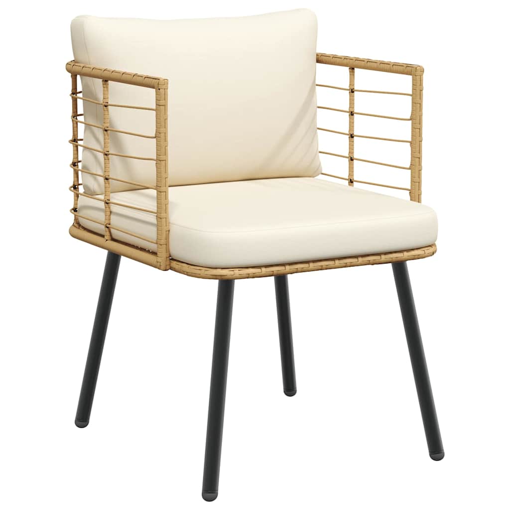 vidaXL Tuinstoel met kussens poly rattan zwart